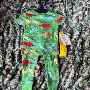 wonder nation Green Dinosaur Pajama Set with Red, Blue and Yellow Accents NWT